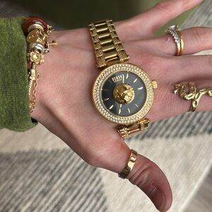🚨CLEAR OUT🚨 Women’s Gold Versus Versace Watch - Black w/ Crystal Lion accents